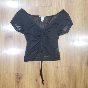Forever 21 Black Ruched V-Neck Crop Top!